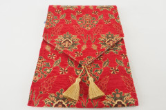 Table Runner, Red Topkapi Palace Tulip Pattern Turkish Jacquard Fabric Table Runner, Fabric Table Linens, Chenille Table Runner