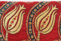 Table Runner, Red Water Line Tulip Pattern Turkish Chenille Fabric Table Runner, Fabric Table Linen, Turkish Table Runner