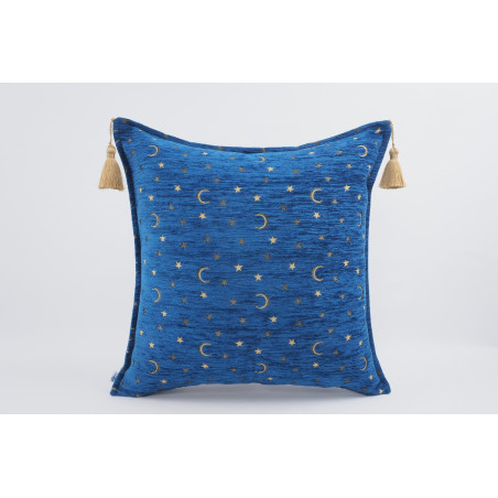 Fabric Pillow,Fabric Pillow 20x20,Navy Blue Arabian Night Pattern Turkish Jacquard  Fabric Pillow Cover,Throw and Lumbar Pillows