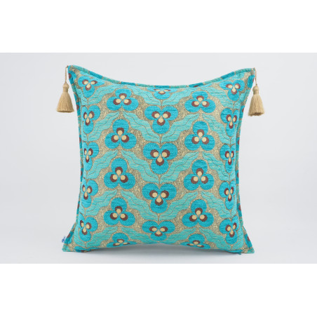 Fabric Pillow, Fabric Pillow 20x20, Turquoise Blue Tiger Eyes Pattern Turkish Jacquard Fabric Pillow,Throw Pillow,Lumbar Pillows