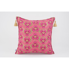 Fabric Pillow, Fabric Pillow 20x20, Mazenda Pink Tiger Eyes Pattern Turkish Jacquard Fabric Pillow, Throw Pillow, Lumbar Pillows