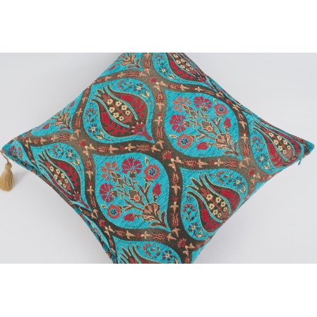 Fabric Pillow,Fabric Pillow 20x20,Turquoise Blue Morocco Pattern Turkish Jacquard Fabric Pillow Cover,Lumber Pillow,Sofa Pillow