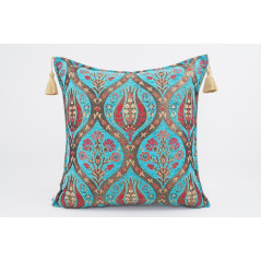 Fabric Pillow,Fabric Pillow 20x20,Turquoise Blue Morocco Pattern Turkish Jacquard Fabric Pillow Cover,Lumber Pillow,Sofa Pillow