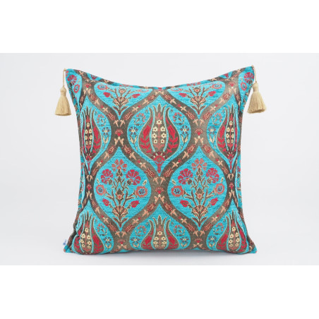 Fabric Pillow,Fabric Pillow 20x20,Turquoise Blue Morocco Pattern Turkish Jacquard Fabric Pillow Cover,Lumber Pillow,Sofa Pillow