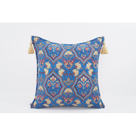 Fabric Pillow,Fabric Pillow 20x20,Navy Blue Carnation Pattern Turkish Jacquard Fabric Pillow Cover, Throw Pillow, Lumbar Pillows