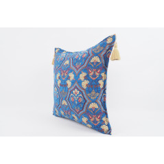 Fabric Pillow,Fabric Pillow 20x20,Navy Blue Carnation Pattern Turkish Jacquard Fabric Pillow Cover, Throw Pillow, Lumbar Pillows