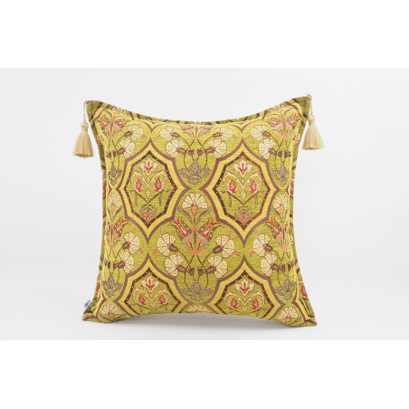 Fabric Pillow,Fabric Pillow 20x20,Pistachio Green Carnation Pattern Turkish Jacquard Fabric Pillow, Throw Pillow, Lumbar Pillows