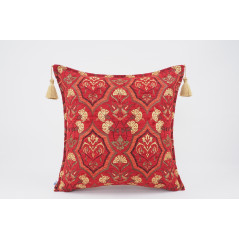 Fabric Pillow,Fabric Pillow 20x20, Red Carnation Pattern Turkish Jacquard Fabric Pillow Cover, Throw Pillow Case, Lumbar Pillows