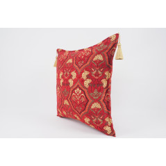 Fabric Pillow,Fabric Pillow 20x20, Red Carnation Pattern Turkish Jacquard Fabric Pillow Cover, Throw Pillow Case, Lumbar Pillows