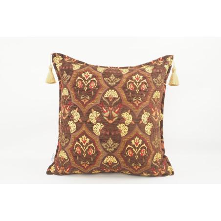 Fabric Pillow,Fabric Pillow 20x20,Brown Carnation Pattern Turkish Jacquard Fabric Pillow Cover,Throw Pillow Case,Lumbar Pillows