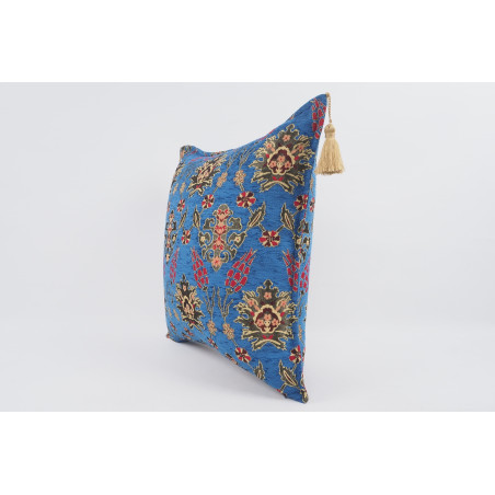 Fabric Pillow, Fabric Pillow 20x20,Navy Blue Topkapi Palace Tulip Pattern Turkish Jacquard Fabric Pillow, Chenille Fabric Pillow