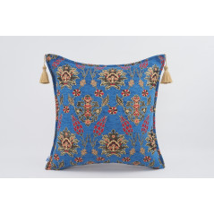 Fabric Pillow, Fabric Pillow 20x20,Navy Blue Topkapi Palace Tulip Pattern Turkish Jacquard Fabric Pillow, Chenille Fabric Pillow