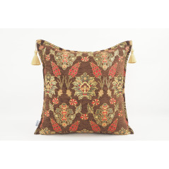 Fabric Pillow, Fabric Pillow 20x20,Brown Topkapi Palace Tulip Pattern Turkish Jacquard Fabric Pillow,Chenille Fabric Pillow Case