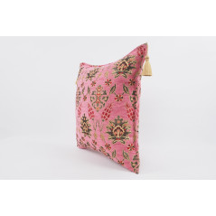 Fabric Pillow, Fabric Pillow 20x20,Pale Pink Topkapi Palace Tulip Pattern Turkish Jacquard Fabric Pillow, Chenille Fabric Pillow