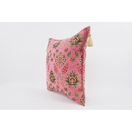 Fabric Pillow, Fabric Pillow 20x20,Pale Pink Topkapi Palace Tulip Pattern Turkish Jacquard Fabric Pillow, Chenille Fabric Pillow