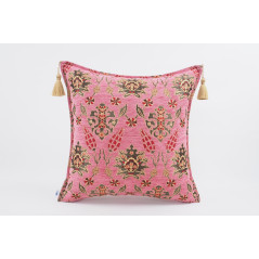 Fabric Pillow, Fabric Pillow 20x20,Pale Pink Topkapi Palace Tulip Pattern Turkish Jacquard Fabric Pillow, Chenille Fabric Pillow