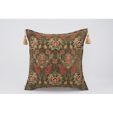 Fabric Pillow, Fabric Pillow 20x20,Moss Green Topkapi Palace Tulip Pattern Turkish Jacquard Fabric Pillow,Chenille Fabric Pillow