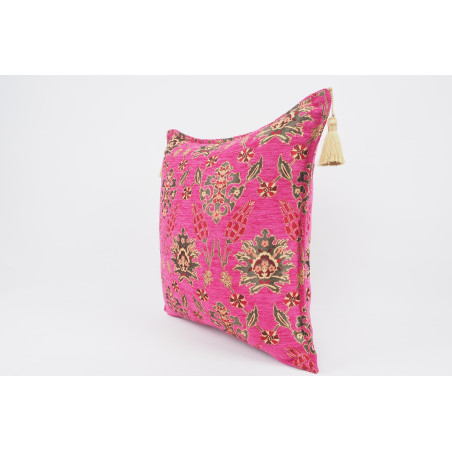 Fabric Pillow,Fabric Pillow 20x20,Mazenda Pink Topkapi Palace Tulip Pattern Turkish Jacquard Fabric Case,Chenille Fabric Pillow