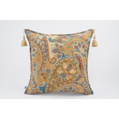 Fabric Pillow,Fabric Pillow 20x20,Paisley Pattern Turkish Chenille Fabric Pillow Case,Decorative Bohemian Pillow,Jacquard Fabric