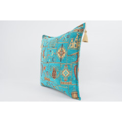 Fabric Pillow,Fabric Pillow 20x20,Turquoise Blue Turkish Dream Pattern Turkish Chenille Fabric Pillow,Decorative Bohemian Pillow