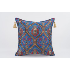 Fabric Pillow, Fabric Pillow 20x20, Navy Blue Morocco Pattern Turkish Jacquard Fabric Pillow, Chenille Lumber Pillow,Sofa Pillow