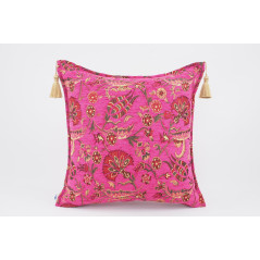 Fabric Pillow,Fabric Pillow 20x20,Mazenda Pink Caucasus Carnation Pattern Turkish Jacquard Fabric Pillow, Decorative Sofa Pillow