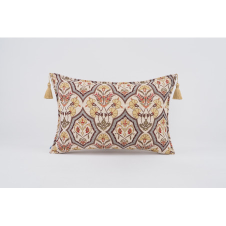 Fabric Pillow,Fabric Pillow 16x24,Beige Carnation Pattern Turkish Pattern Jacquard Fabric Pillow,Bohemian Pillow,Throw Pillow