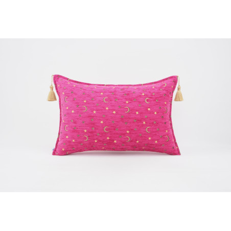 Fabric Pillow, Fabric Pillow 16x24, Mazenda Pink  Arabian Night Pattern Turkish Fabric Pillow Cover, Chenille Bohemian Pillow