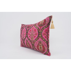 Fabric Pillow, Fabric Pillow 16x24, Mazenda Pink Morocco Pattern Turkish Jacquard Fabric Pillow Cover, Chenille Bohemian Pillow