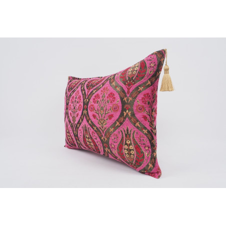 Fabric Pillow, Fabric Pillow 16x24, Mazenda Pink Morocco Pattern Turkish Jacquard Fabric Pillow Cover, Chenille Bohemian Pillow