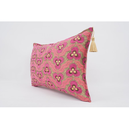 Fabric Pillow, Fabric Pillow 16x24, Mazenda Pink Tiger Eyes Pattern Turkish Fabric Pillow Cover, Chenille Bohemian Pillow