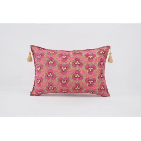 Fabric Pillow, Fabric Pillow 16x24, Mazenda Pink Tiger Eyes Pattern Turkish Fabric Pillow Cover, Chenille Bohemian Pillow