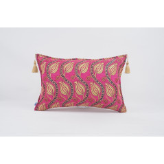 Fabric Pillow,Fabric Pillow 16x24,Mazenda Pink Water Line Tulip Pattern Turkish Jacquard Fabric Pillow,Chenille Fabric Pillow