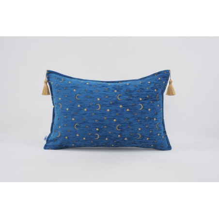 Fabric Pillow, Fabric Pillow 16x24, Navy Blue Arabian Night Pattern Turkish Fabric Pillow Cover, Chenille Bohemian Pillow