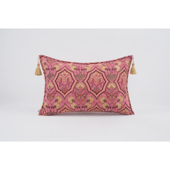 Fabric Pillow, Fabric Pillow 16x24, Pale Pink Carnation Pattern Turkish Pattern Jacquard Fabric Pillow, Bohemian Throw Pillow