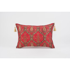 Fabric Pillow, Fabric Pillow 16x24, Red Morocco Pattern Turkish Jacquard Fabric Pillow Cover, Chenille Fabric Bohemian Pillow