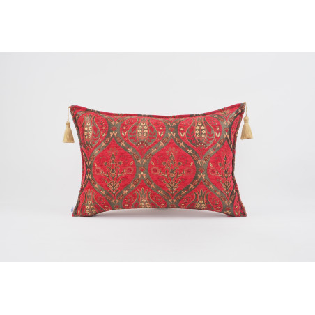 Fabric Pillow, Fabric Pillow 16x24, Red Morocco Pattern Turkish Jacquard Fabric Pillow Cover, Chenille Fabric Bohemian Pillow