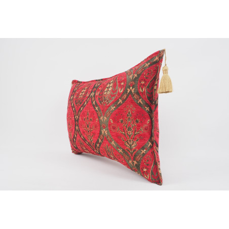 Fabric Pillow, Fabric Pillow 16x24, Red Morocco Pattern Turkish Jacquard Fabric Pillow Cover, Chenille Fabric Bohemian Pillow