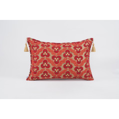 Fabric Pillow, Fabric Pillow 16x24, Red Tiger Eyes Pattern Turkish Fabric Pillow Cover, Chenille Fabric Pillow, Bohemian Pillow