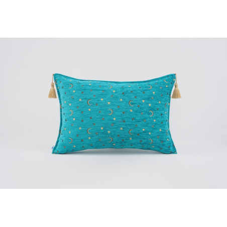 Fabric Pillow, Fabric Pillow 16x24, Turquoise Blue  Arabian Night Pattern Turkish Fabric Pillow Cover, Chenille Bohemian Pillow