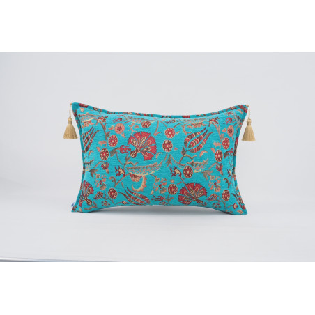 Fabric Pillow,Fabric Pillow 16x24,Turquoise Blue Caucasus Carnation Pattern Turkish Fabric Pillow, Decorative Bohemian Pillow