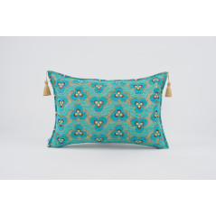 Fabric Pillow, Fabric Pillow 16x24, Turquoise Blue Tiger Eyes Pattern Turkish Fabric Pillow Cover, Chenille Bohemian Pillow