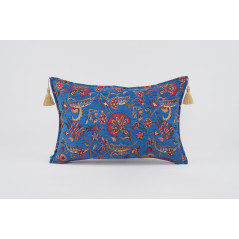 Fabric Pillow, Fabric Pillow 16x24,Navy Blue Caucasus Carnation Pattern Turkish Fabric Pillow, Decorative Pillow,Bohemian Pillow