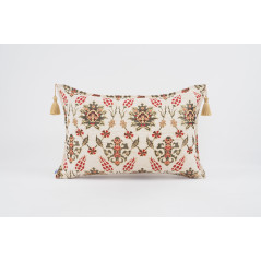 Fabric Pillow,Fabric Pillow 16x24,Beige Topkapi Palace Tulip Pattern Turkish Jacquard Fabric Pillow Cover,Throw Pillow Case