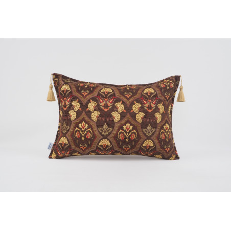 Fabric Pillow,Fabric Pillow 16x24,Brown Carnation Pattern Turkish Pattern Jacquard Fabric Pillow,Bohemian Pillow,Throw Pillow