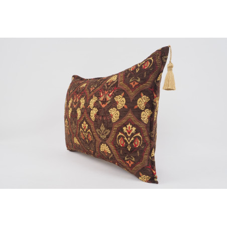 Fabric Pillow,Fabric Pillow 16x24,Brown Carnation Pattern Turkish Pattern Jacquard Fabric Pillow,Bohemian Pillow,Throw Pillow