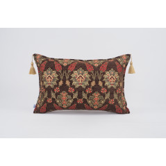 Fabric Pillow,Fabric Pillow 16x24,Brown Topkapi Palace Tulip Pattern Turkish Jacquard Fabric Pillow ,Throw Pillow,Sofa Pillow