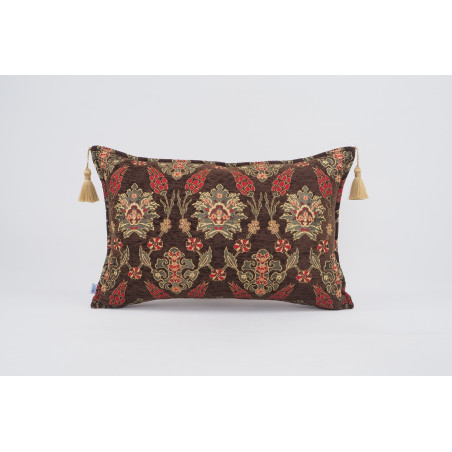 Fabric Pillow,Fabric Pillow 16x24,Brown Topkapi Palace Tulip Pattern Turkish Jacquard Fabric Pillow ,Throw Pillow,Sofa Pillow