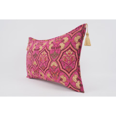 Fabric Pillow,Fabric Pillow 16x24,Mazenda Pink Carnation Pattern Turkish Pattern Jacquard Fabric Pillow,Bohemian Throw Pillow