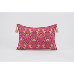 Fabric Pillow,Fabric Pillow 16x24,Mazenda Pink Carnation Pattern Turkish Pattern Jacquard Fabric Pillow,Bohemian Throw Pillow